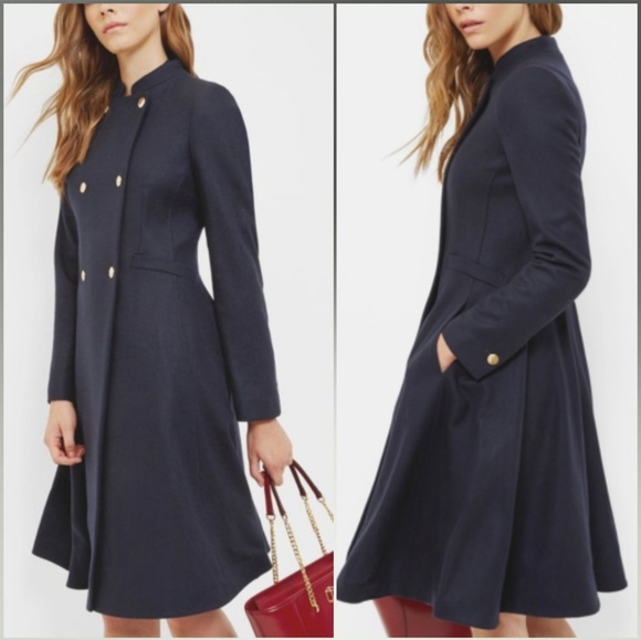 🍒NWT🍒 TED BAKER MILITARY FLARED COAT - Picture 5 of 8